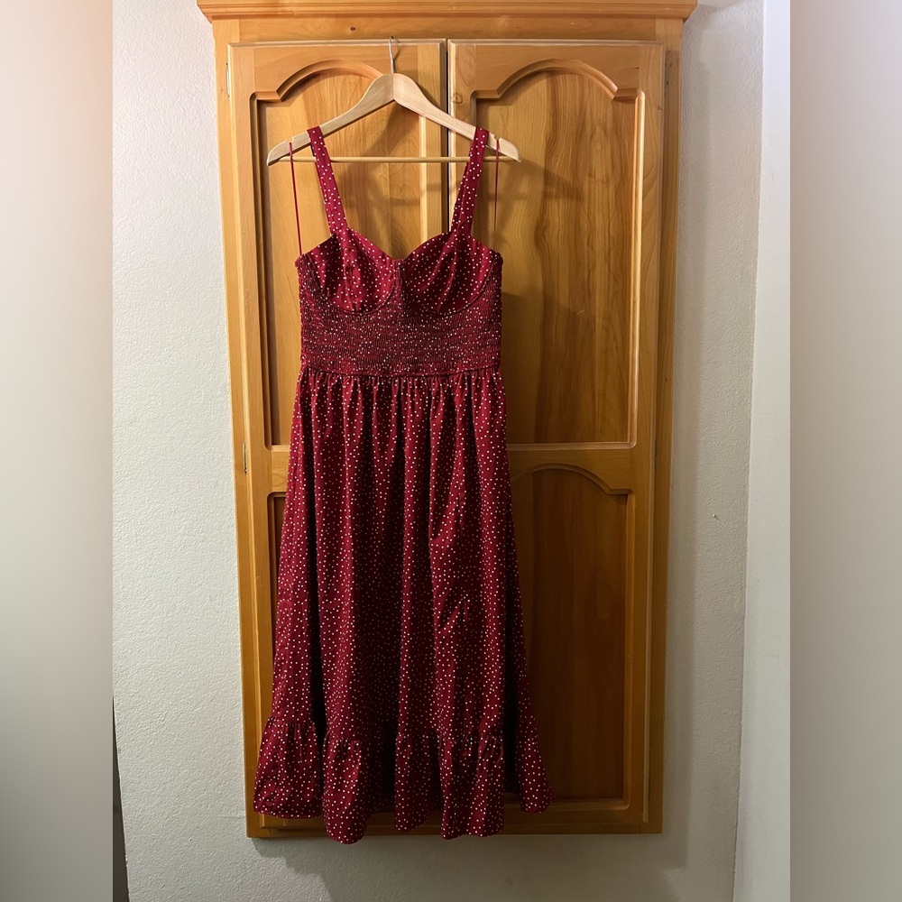Vici Red Polka Dot Midi Dress